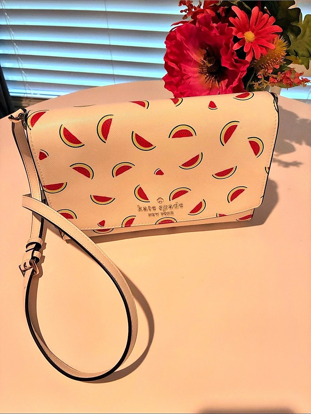 Kate Spade Make A Splash Watermelon Clutch Crossbody Cream & Red